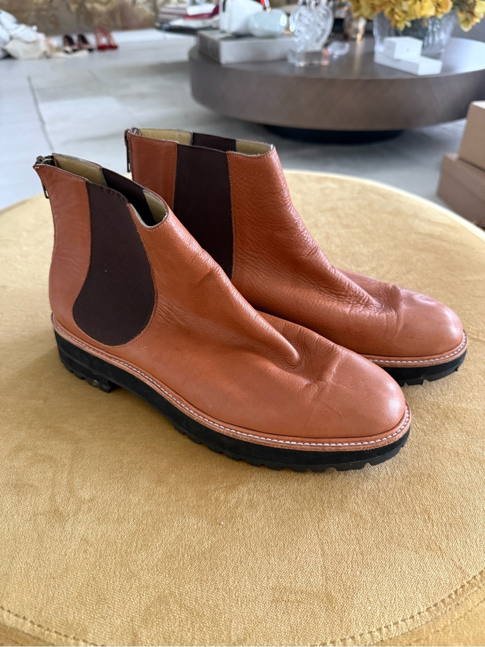 Brown Leather Chelsea Boots - Classic Pull-On Style